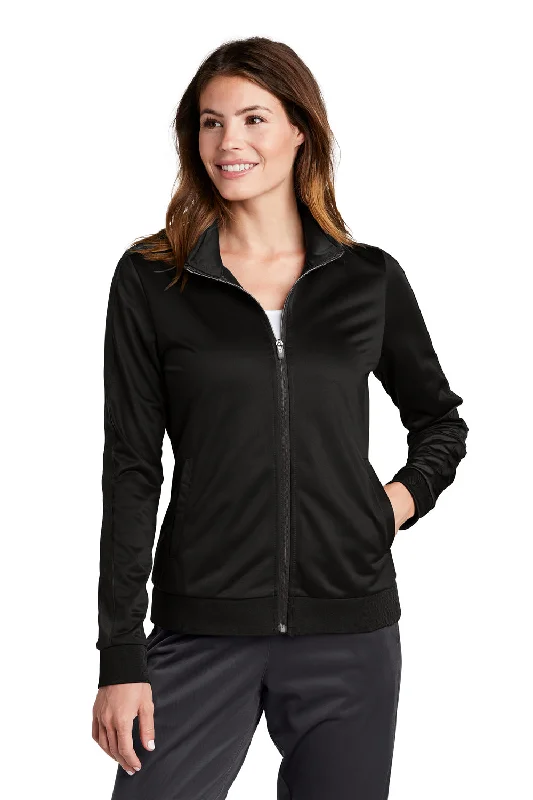 Sport-Tek Womens Full Zip Track Jacket - Black