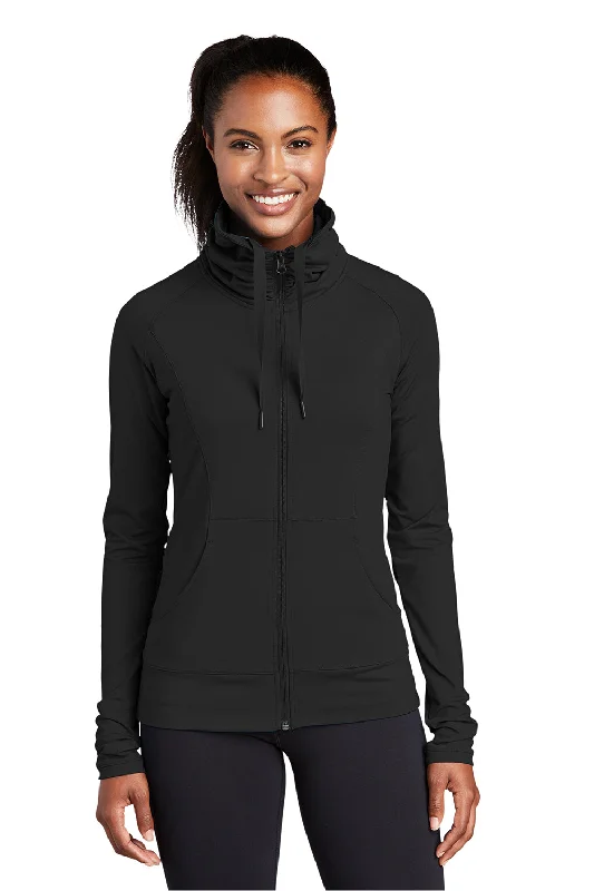 Sport-Tek Womens Sport-Wick Moisture Wicking Full Zip Jacket - Black