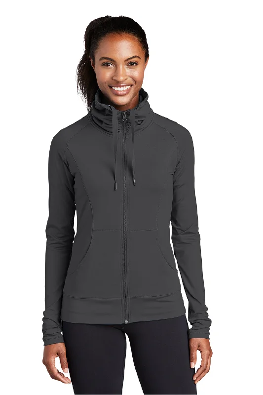 Sport-Tek Womens Sport-Wick Moisture Wicking Full Zip Jacket - Charcoal Grey