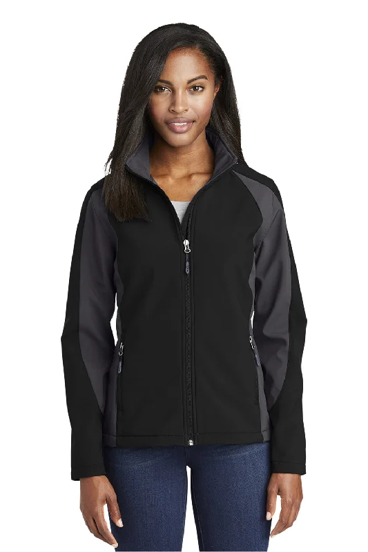 Sport-Tek Womens Water Resistant Full Zip Jacket - Black/Iron Grey