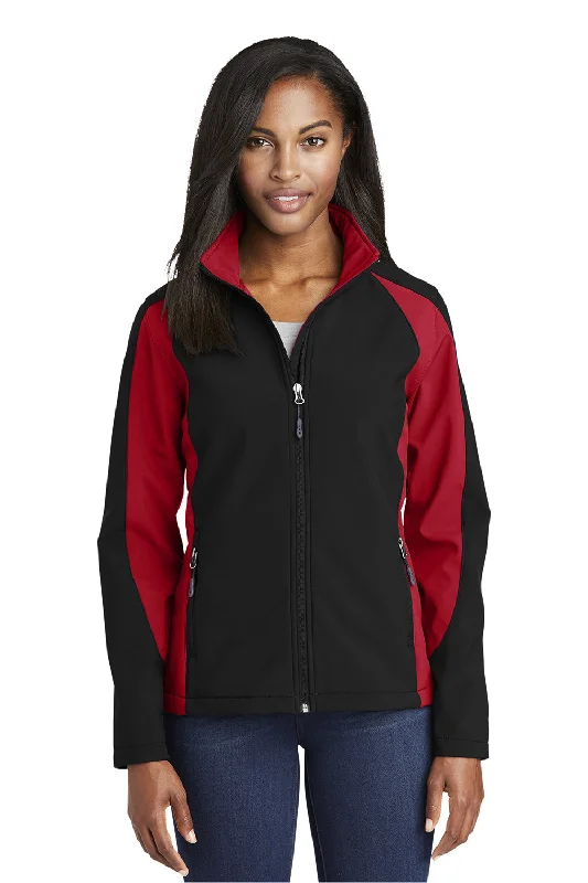 Sport-Tek Womens Water Resistant Full Zip Jacket - Black/True Red