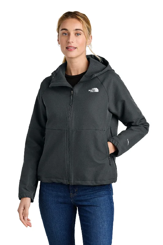 The North Face Womens Barr Lake Water Resistant Soft Shell Full Zip Hooded Jacket - Heahter Dark Asphalt Grey - New