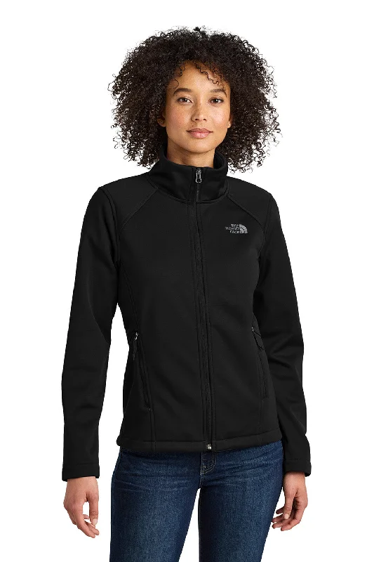 The North Face Womens Ridgewall Wind & Water Resistant Soft Shell Full Zip Jacket - Black - New