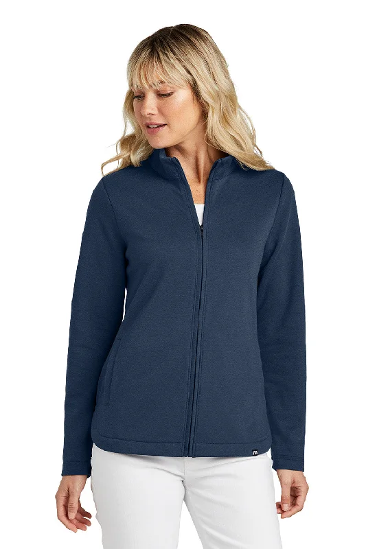 TravisMathew Womens Coveside Wrinkle Resistant Full Zip Jacket - Night Blue - New