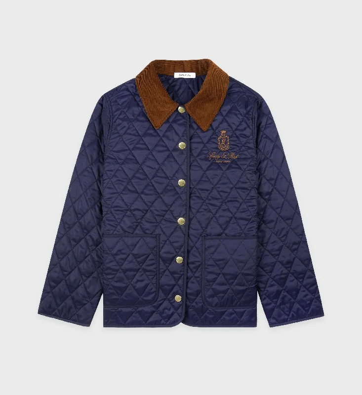 Vendome Nylon Quilted Jacket - Navy/Tan