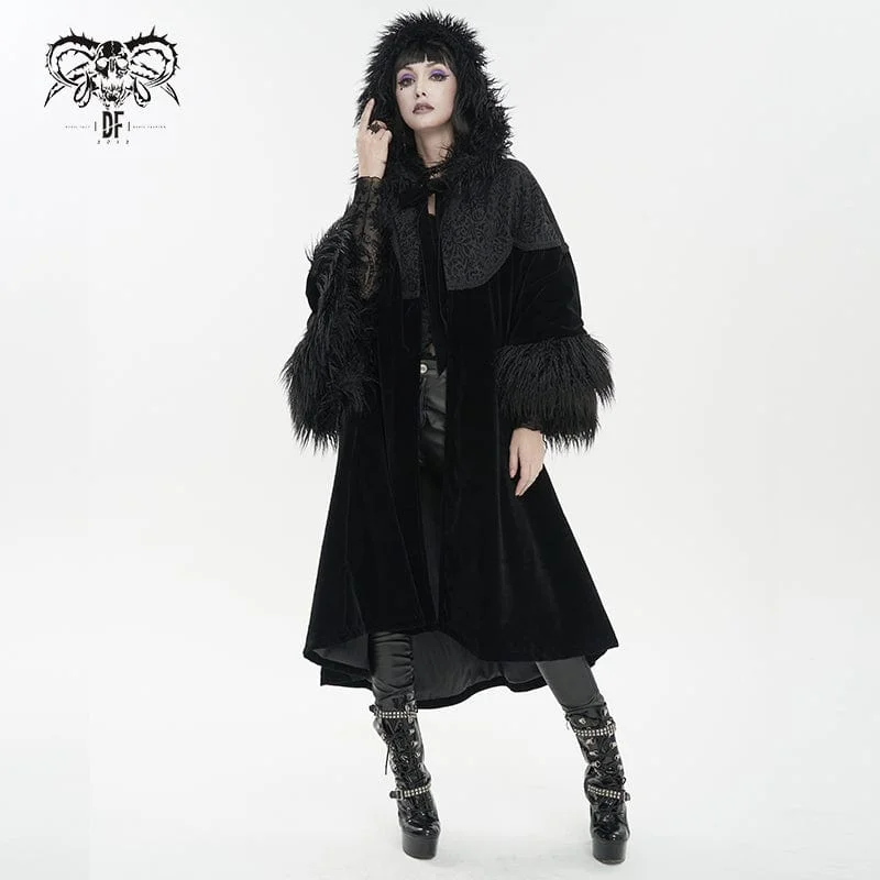 Women's Gothic Fluffy Splice Embossed Cloak