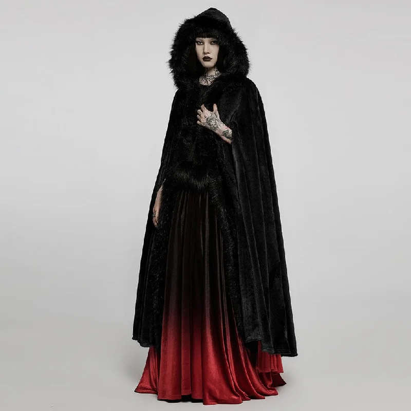 Women's Gothic Punk Faux Fur Long Cloak