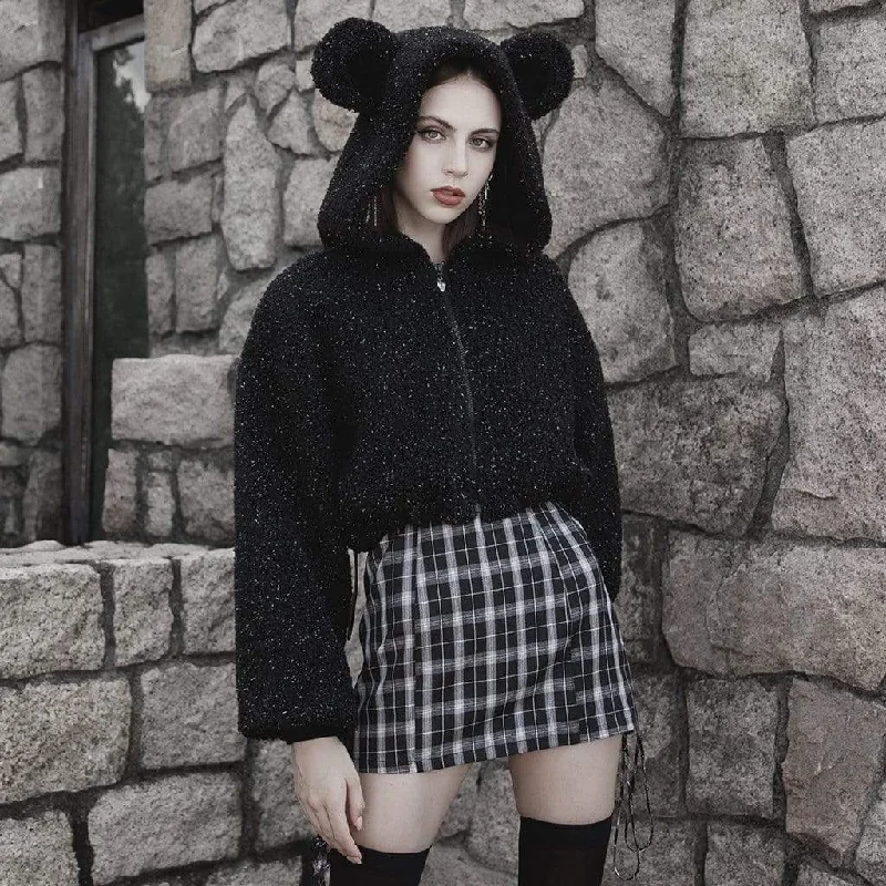 Women's Punk Short Coat with Bear's Ear Hood