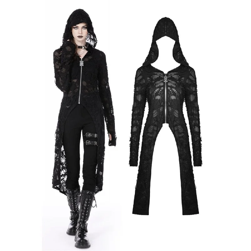 Women's Punk Split Ripped Coat with Hood