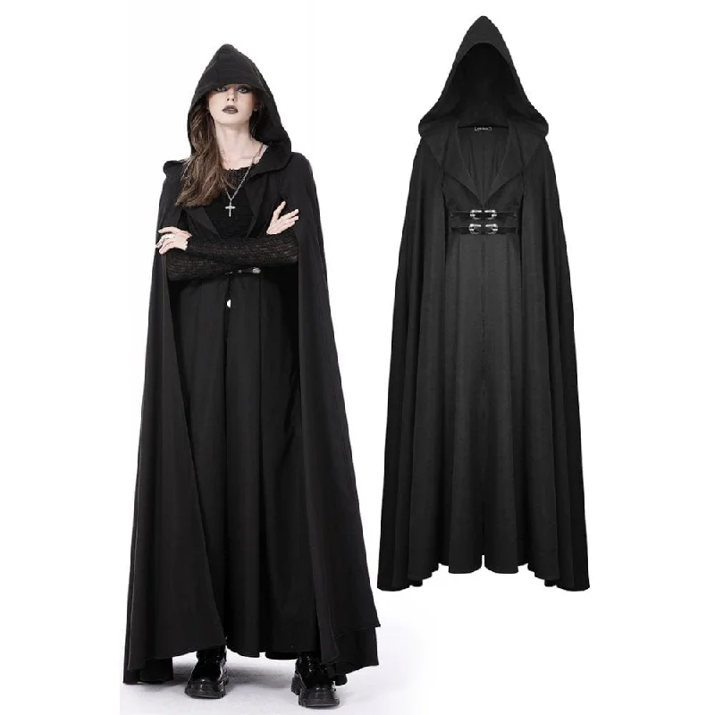 Women's Punk Straps Long Coat with Hood