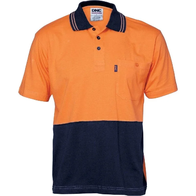 Dnc Workwear Hi-vis Cool-breeze Cotton Jersey Short Sleeve Polo Shirt With Underarm Cotton Mesh - 3845