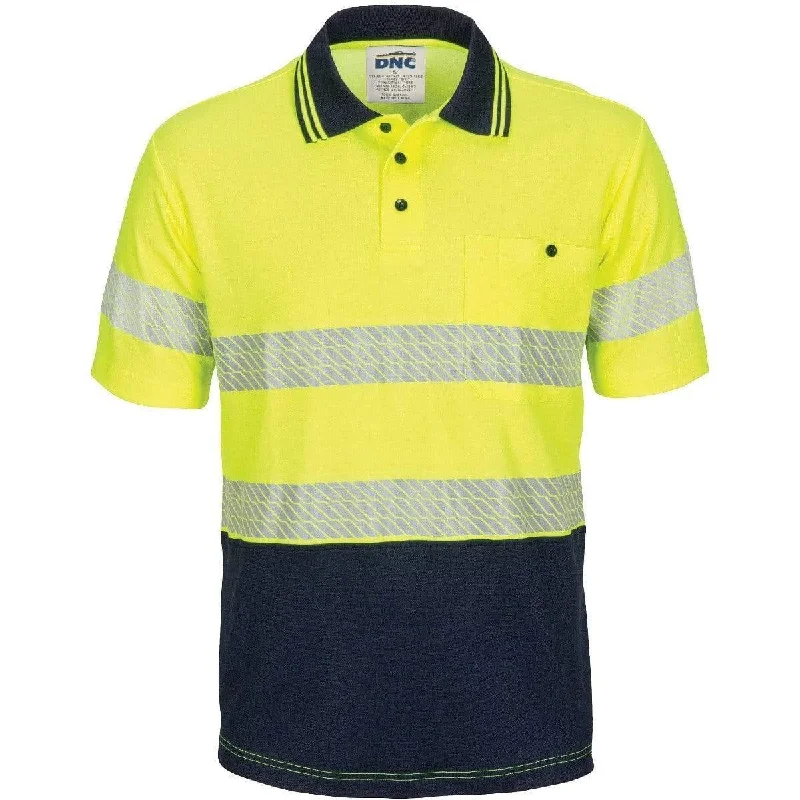 Dnc Workwear Hi-vis Segment Taped Cotton Backed Short Sleeve Polo - 3517