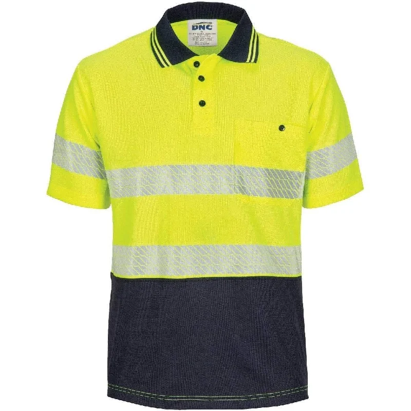 Dnc Workwear Hi-vis Segment Taped Short Sleeve Cotton Jersey Polo - 3511