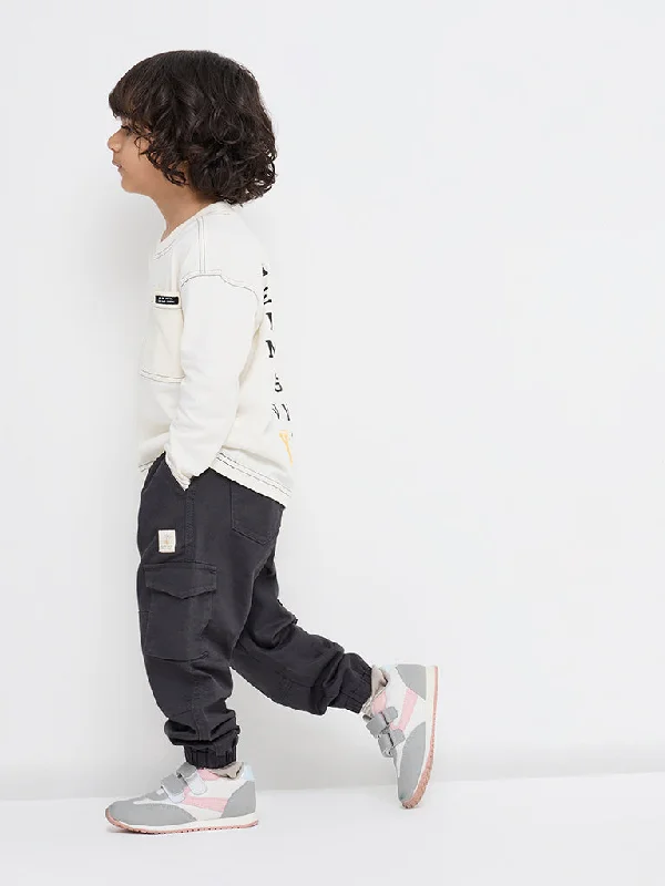 HOP Kids Black Cargo-Style Mid-Rise Joggers