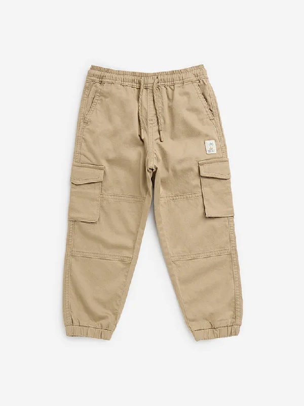 HOP Kids Taupe Cargo-Style Mid-Rise Joggers