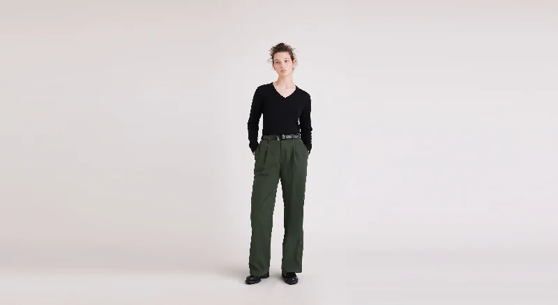 Pleated Pants, High Wide Fit