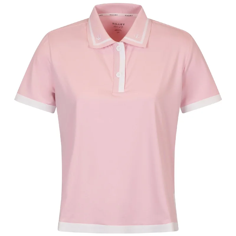 Womens Boxy Polo Light Pink/White - AW24