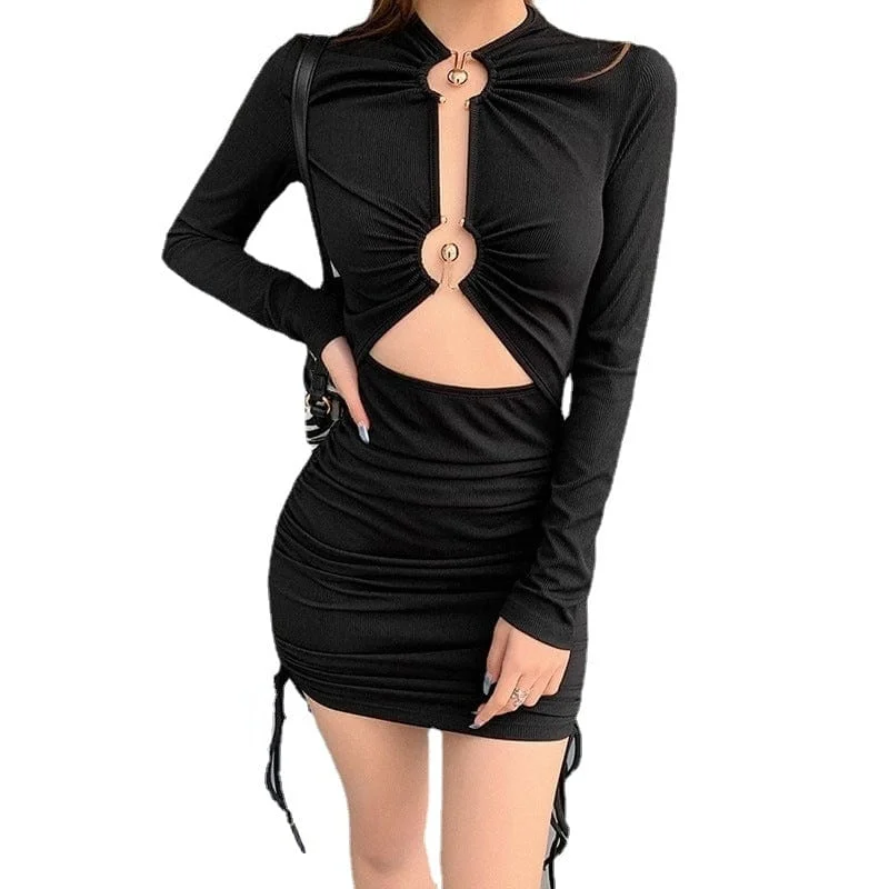 Women's Grunge Cutout Drawstring Dress