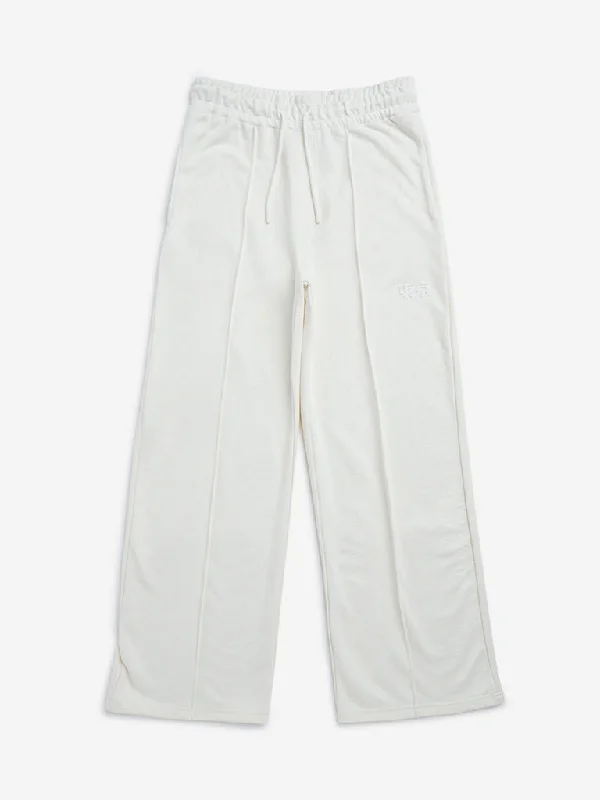 Y&F Kids Off-White Mid-Rise Track Pants