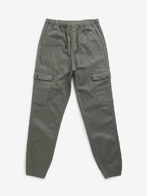 Y&F Kids Sage Cargo-Style Mid-Rise Cotton Joggers